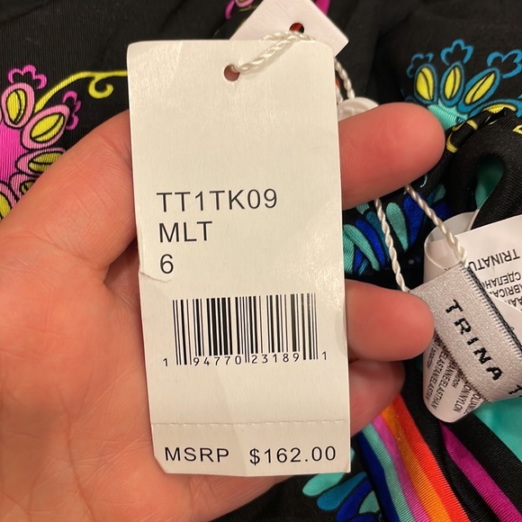 NWOT TRINA TURK Electric Reef Plunge One Piece Swimsuit. Size 8 - Picture 7 of 7